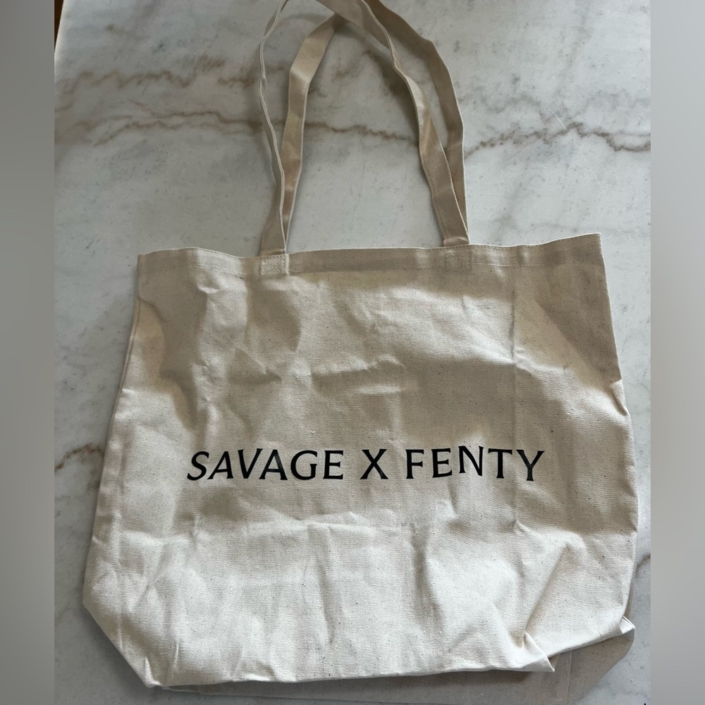 Savage X Fenty Natural Canvas Tote with Black Logo